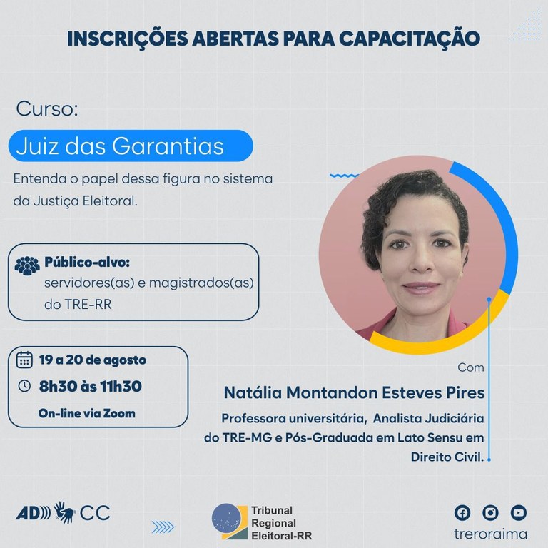 A imagem é um cartaz ou post de divulgação digital para um curso de capacitação. No topo, em let...