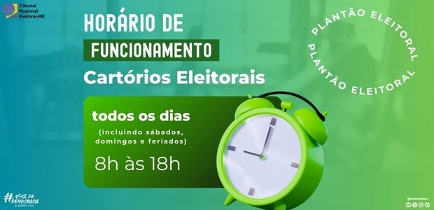 Foto: Ascom/TRE-RR/Plantão Eleitoral/17.08.2024 No card retangular de fundo verdes menta e turquesa em degradê, o seguinte enunciado à esquerda:...