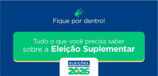 Card informativo com fundo azul. No topo, há um ícone de sino e a frase “Fique por dentro!”. Ao ...