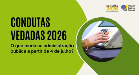Card informativo sobre as eleições de 2026, com fundo em tons de verde e branco. Em destaque, o ...